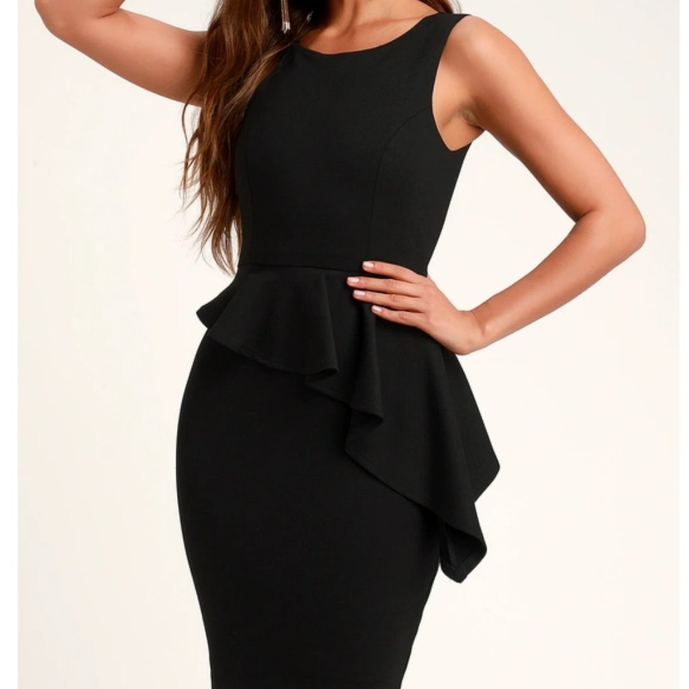Lulu's Here and Vow Black Sleeveless Ruffled Bodycon Dress